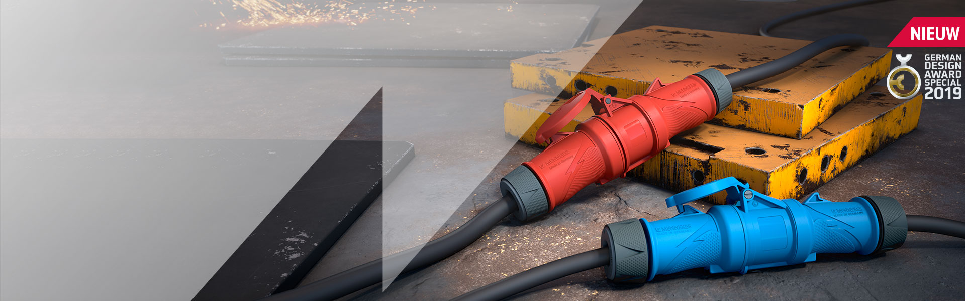 MENNEKES stekker en koppeling rood en blauw